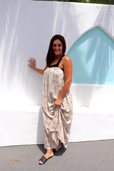 T Bar Maxi Dress In Taupe Snakeskin