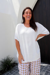 Relaxed Boho One Size Top in White