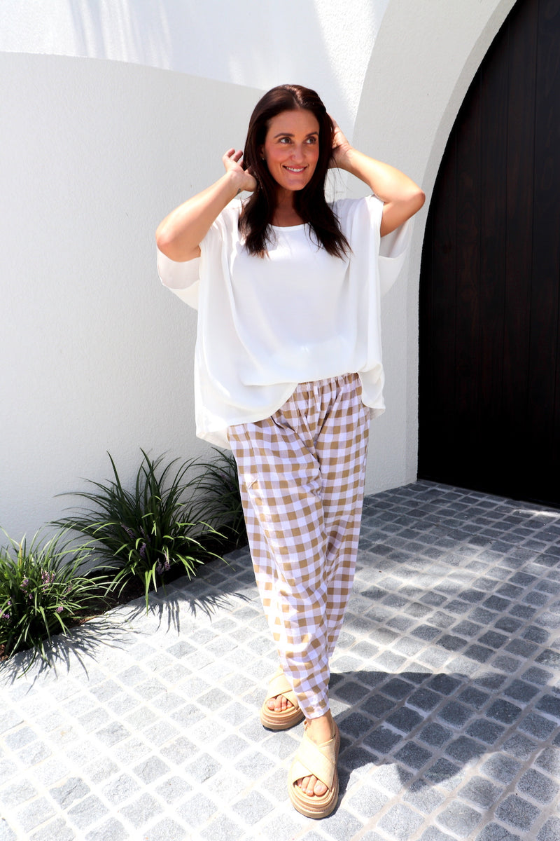 Dream Pant in Cotton Gingham Latte