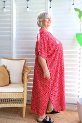 Long Kaftan In Metric Red