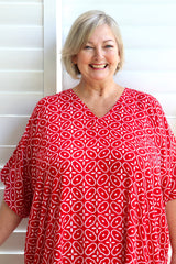 Long Kaftan In Metric Red