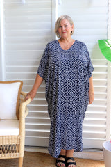 Long Kaftan In Metric Navy