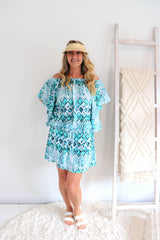 Holiday Dreaming Short Beach Dress/Top In Mint Diamond