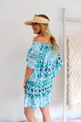 Holiday Dreaming Short Beach Dress/Top In Mint Diamond