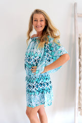 Holiday Dreaming Short Beach Dress/Top In Mint Diamond