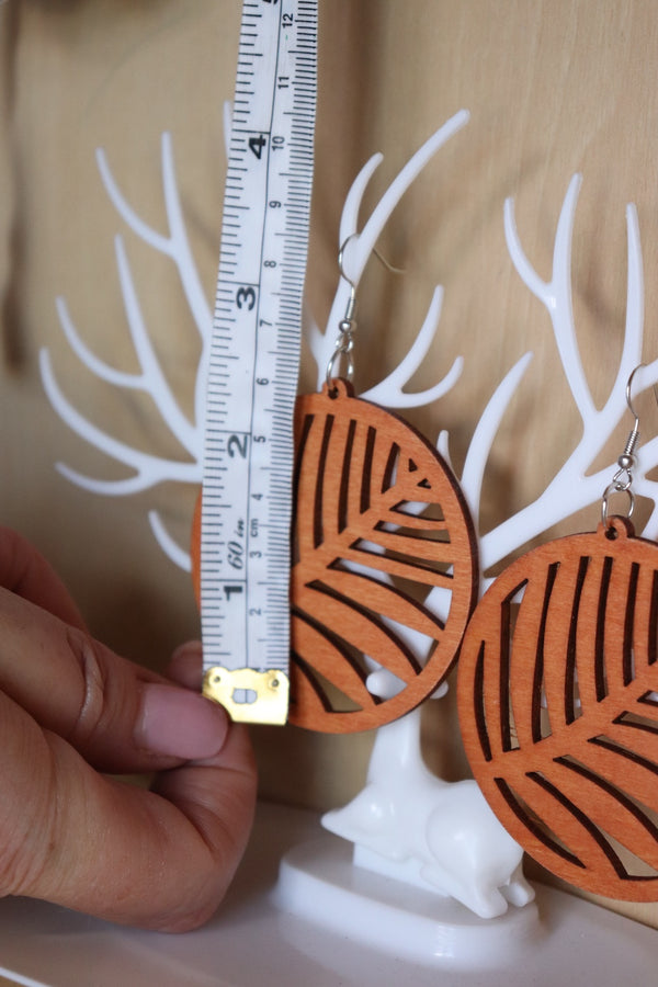 Round Palm Boho Wood Earrings
