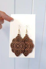 India Dark Wood Boho Earrings