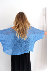 Travel Overlay Knit Top in Mykonos Blue
