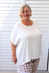 Relaxed Boho One Size Top in White