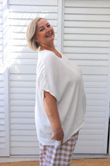 Relaxed Boho One Size Top in White