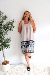 Vienna Dress in Taupe Fern