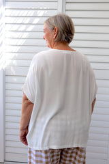 Relaxed Boho One Size Top in White