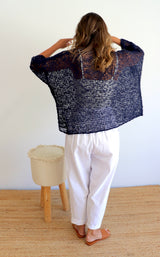 Travel Overlay Knit Top in Navy - Back in stock Mid May 25