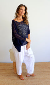 Travel Overlay Knit Top in Navy - Back in stock Mid May 25