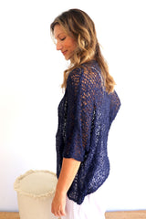 Travel Overlay Knit Top in Navy - Back in stock Mid May 25