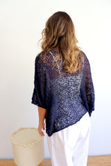 Travel Overlay Knit Top in Navy - Back in stock Mid May 25