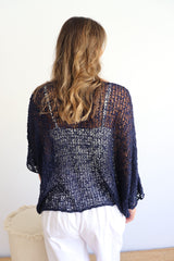 Travel Overlay Knit Top in Navy - Back in stock Mid May 25