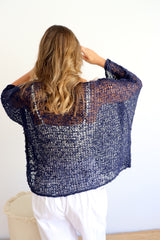 Travel Overlay Knit Top in Navy - Back in stock Mid May 25