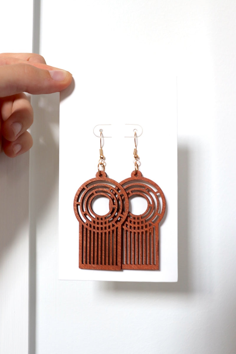 Maze Wood Boho Earrings