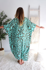 Long Kaftan - Mint/Taupe
