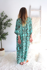 Long Kaftan - Mint/Taupe