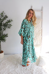 Long Kaftan - Mint/Taupe