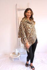 Snow Leopard Poncho with Tassels