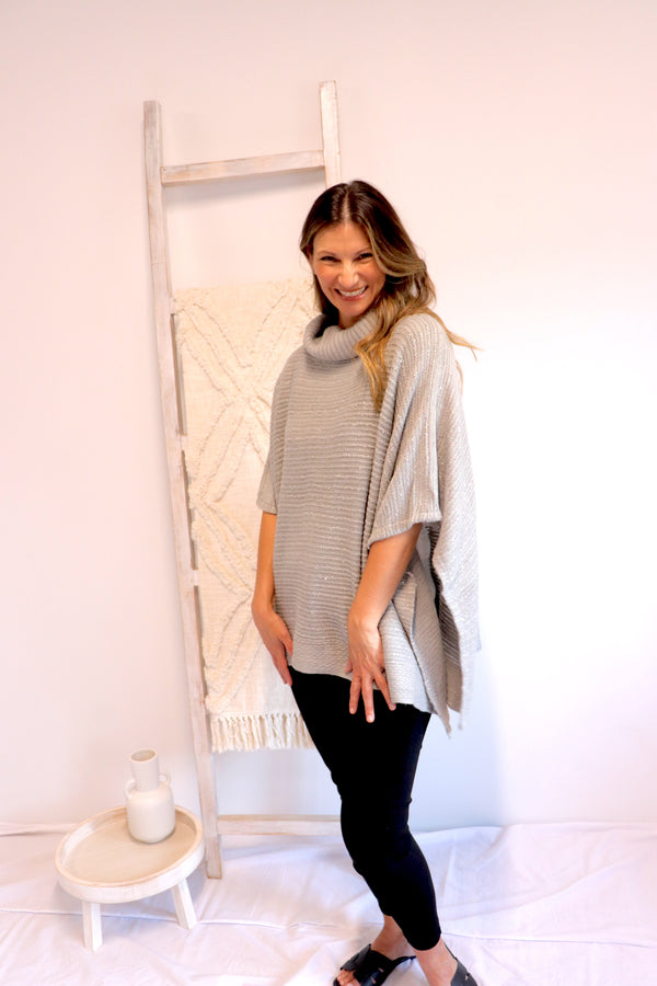 Milan Poncho in Grey Sparkle