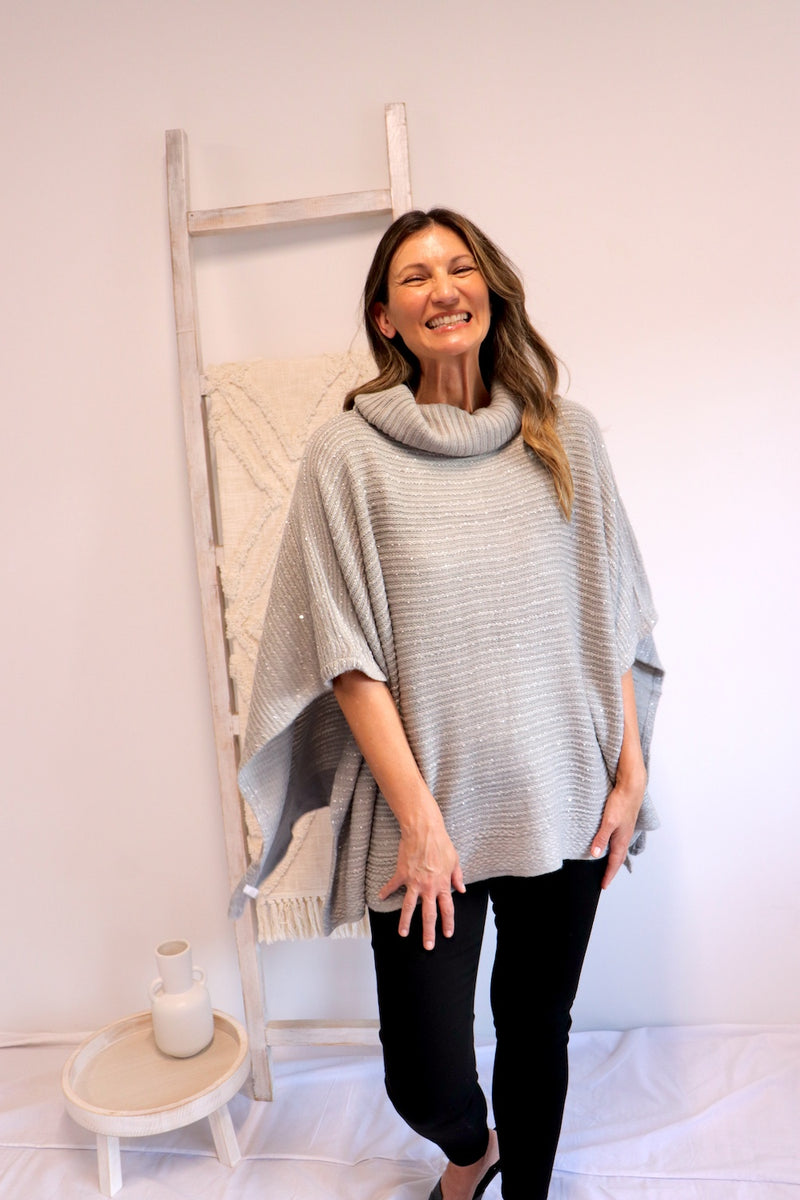 Milan Poncho in Grey Sparkle