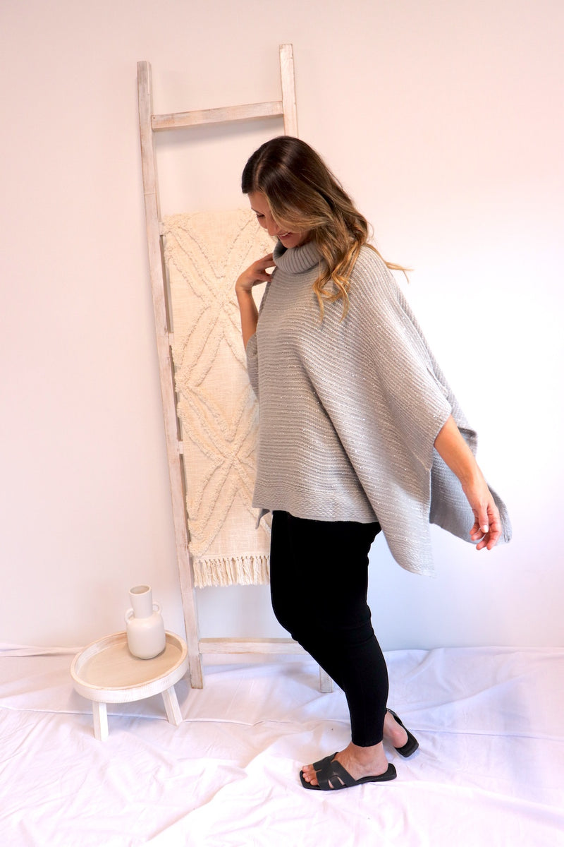 Milan Poncho in Grey Sparkle