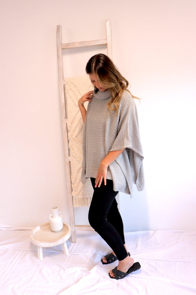Milan Poncho in Grey Sparkle