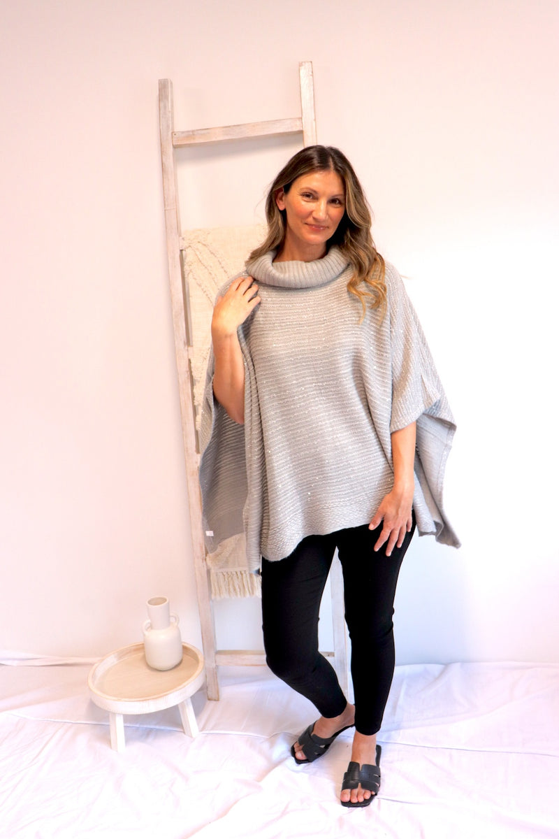 Milan Poncho in Grey Sparkle