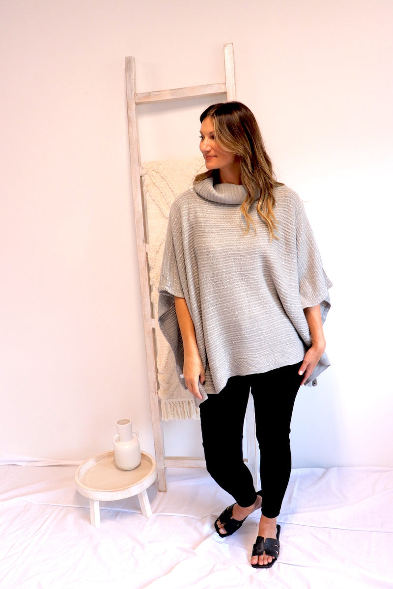 Milan Poncho in Grey Sparkle