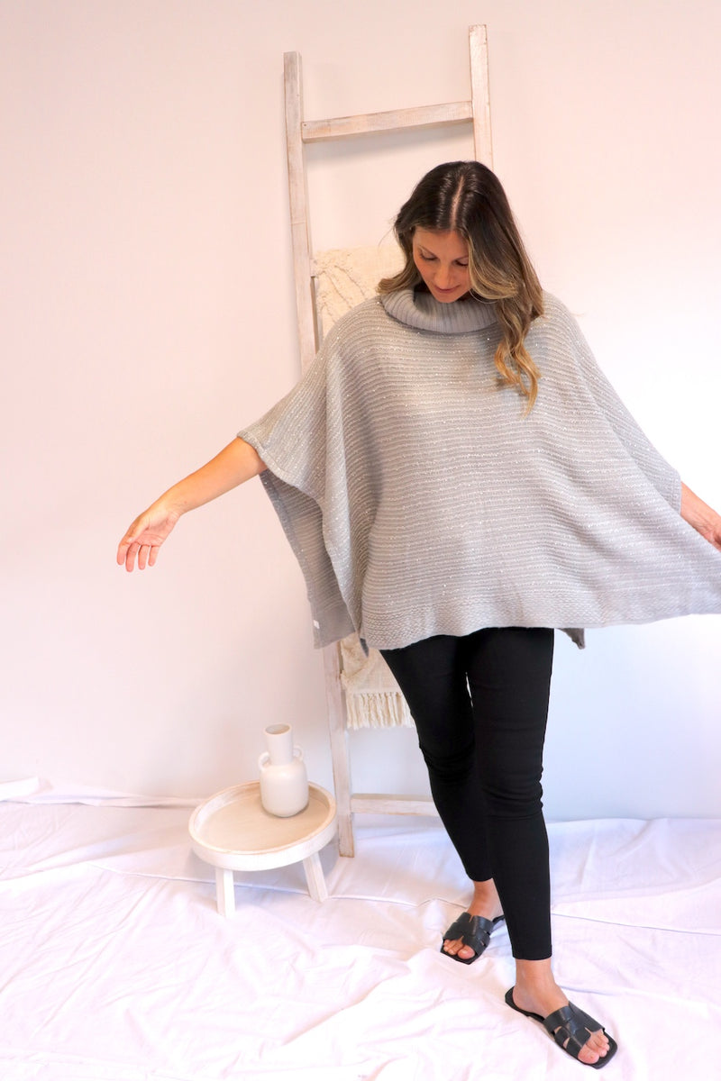 Milan Poncho in Grey Sparkle