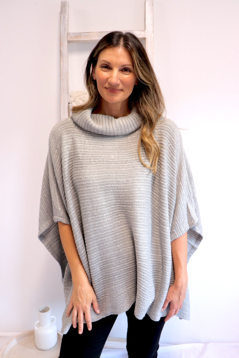 Milan Poncho in Grey Sparkle