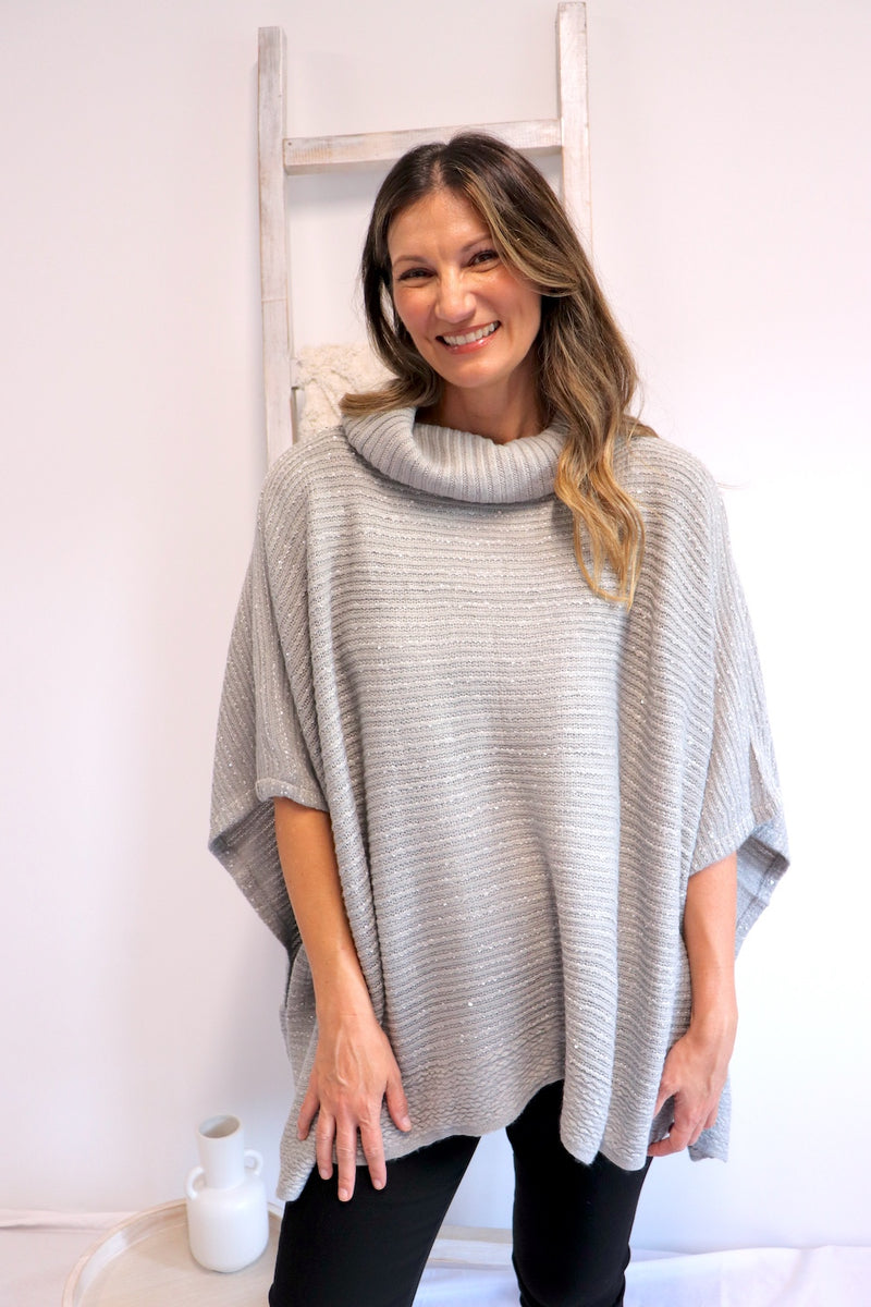 Milan Poncho in Grey Sparkle