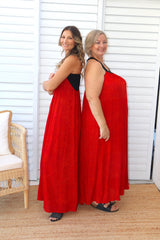 T Bar Maxi Dress In Speckle Red