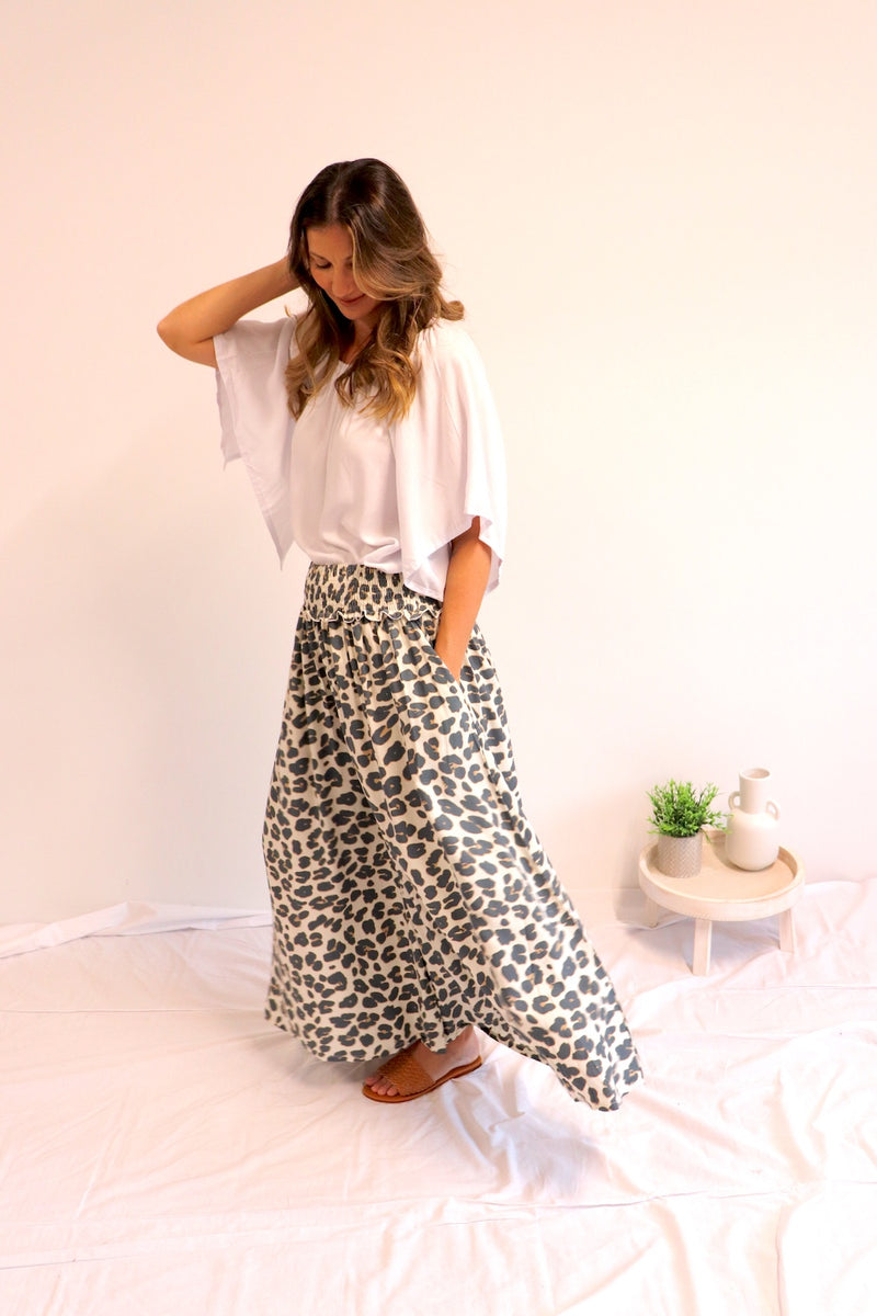 Caribbean Long Wide Leg Pant In Grey Jaguar