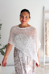 Mini Travel Poncho in White