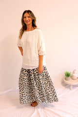 Caribbean Long Wide Leg Pant In Grey Jaguar