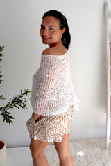 Mini Travel Poncho in White