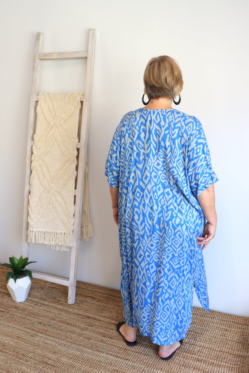 Long Kaftan In Mediterranean Blue