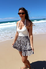 Ripple Effect Mini Skirt Black Leopard