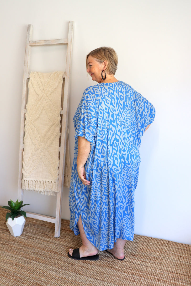 Long Kaftan In Mediterranean Blue