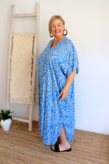 Long Kaftan In Mediterranean Blue