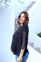 Travel Overlay Knit Top in Black