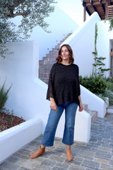 Travel Overlay Knit Top in Black