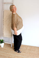 Travel Overlay Knit Top in Chocolate