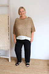 Travel Overlay Knit Top in Chocolate