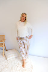 Dream Pant in Cotton Gingham Latte - next mid sept drop